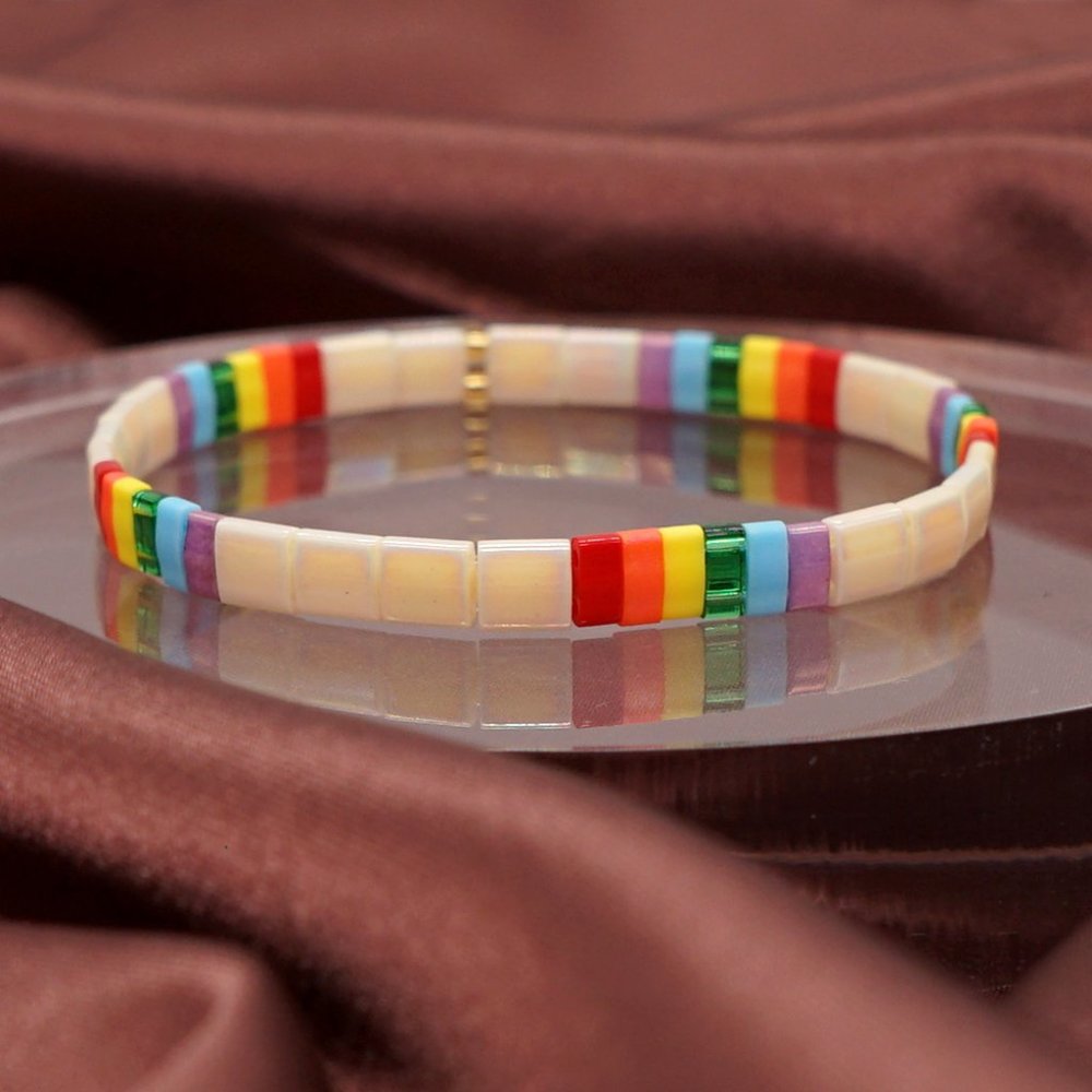 Miyuki Tila Bead Rainbow bracelet